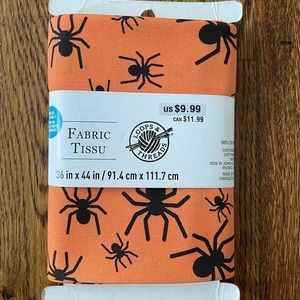 Loops & Threads Halloween Orange/Black Spiders Fabric Cloth 100% Cotton